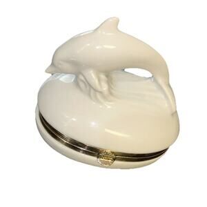 Ceramic‎ Dolphin Trinket Ring Box Andrea by Sadek Vintage Japan EUC 5632